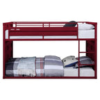 Acme Cargo Twin Over Twin Metal Bunk Bed with Ladder and Slat System in Red