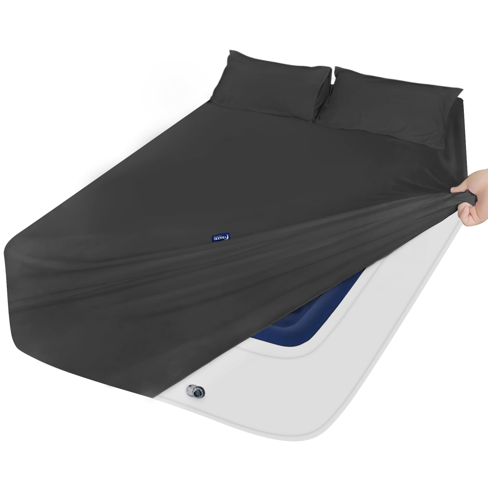 Deep Pocket Twin Sheets Set for Kids Air Mattress - Extra Deep Pocket Twin Sheet Sets - 3Pcs Side Storage Pocket Fitted Sheet & 