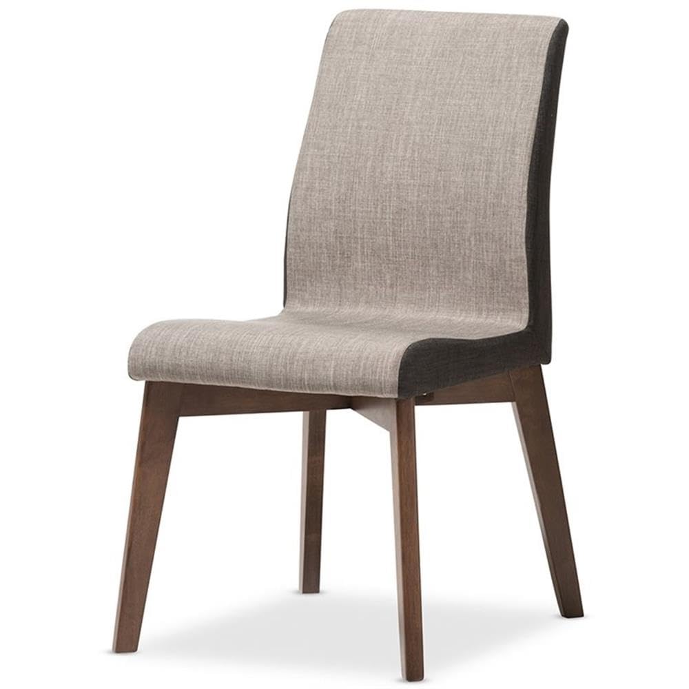 Baxton Studio Kimberly Mid-Century Modern Beige and Brown Fabric 5-Piece Dining Set