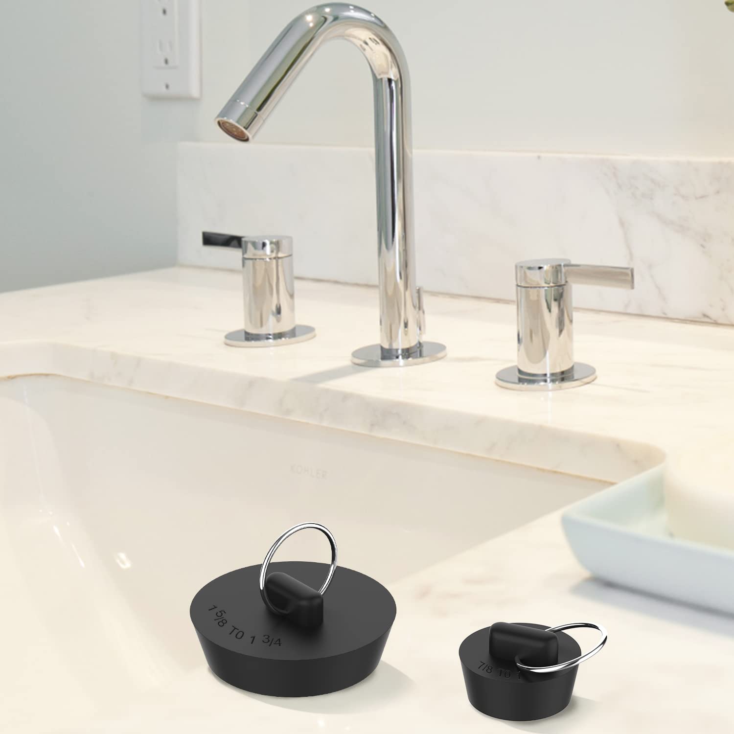 Arcimatto Bathtub Drain Stoppers, 4 Pieces Rubber Sink Stopper Set Bath Tub Plug Kitchen Bathroom Laundry Bar Water Stopper Seal