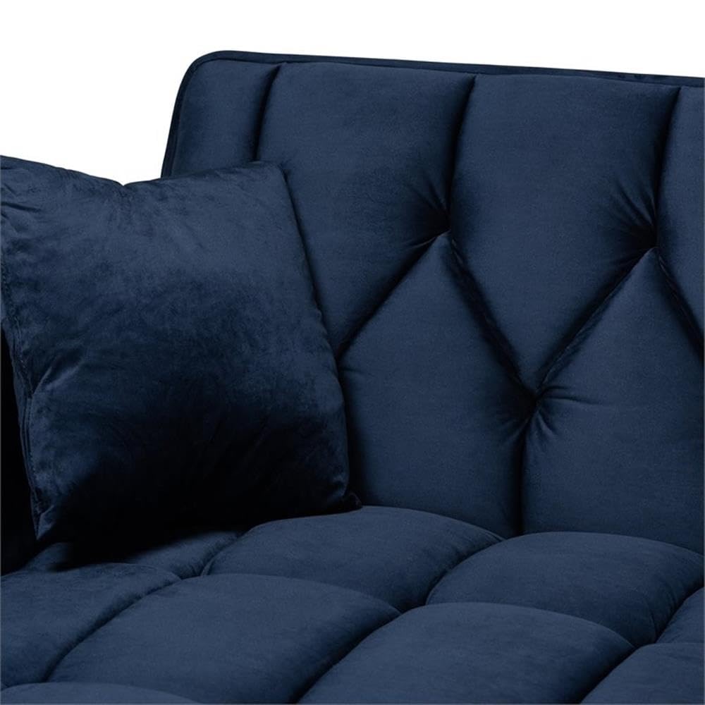 Baxton Studio Galena Blue Sectional Sofa with Left Facing Chaise