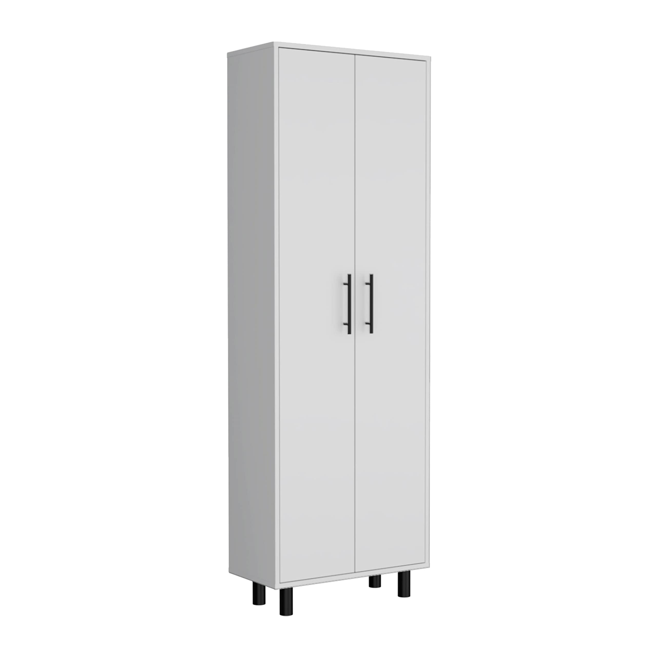 DEPOT E-SHOP Multistorage Cabinet 71" H, 5 Internal Shelves, 2 Doors, White