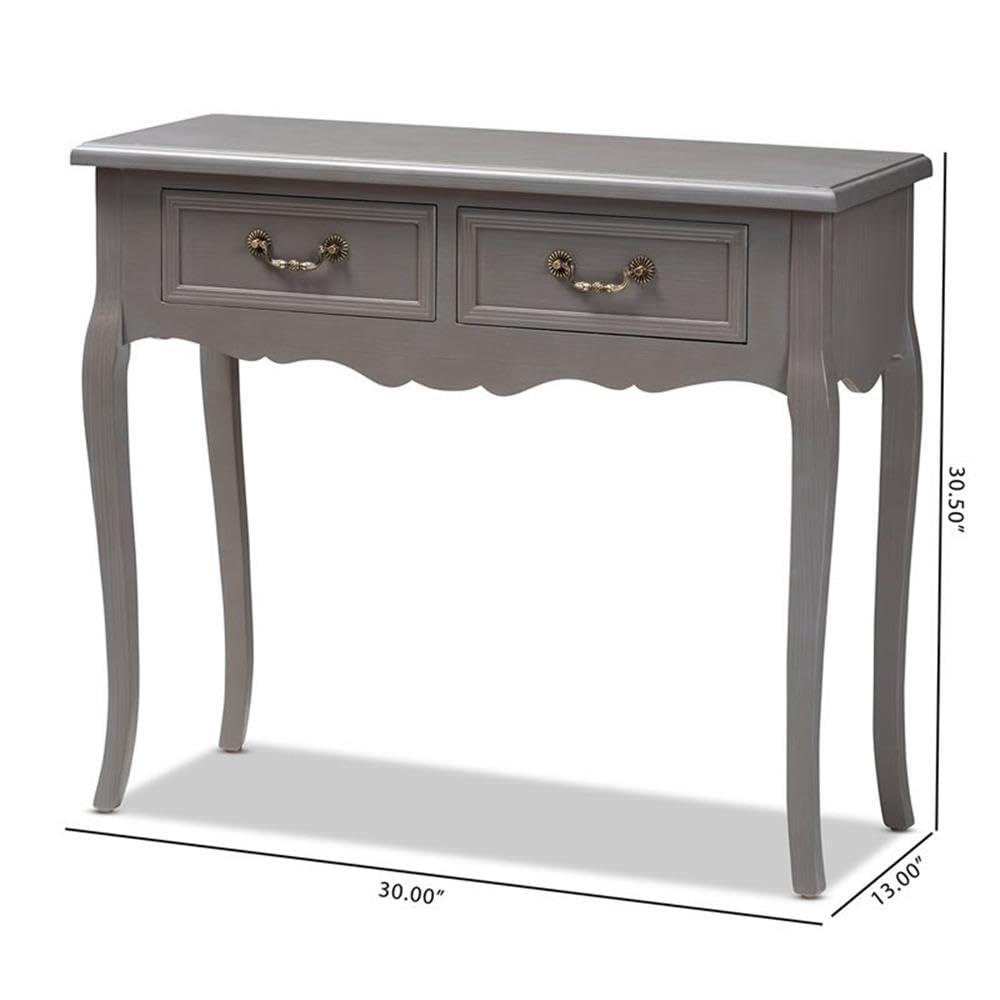 Baxton Studio Capucine 35 1/2&quot; Wide Gray Wood 2-Drawer Console Table