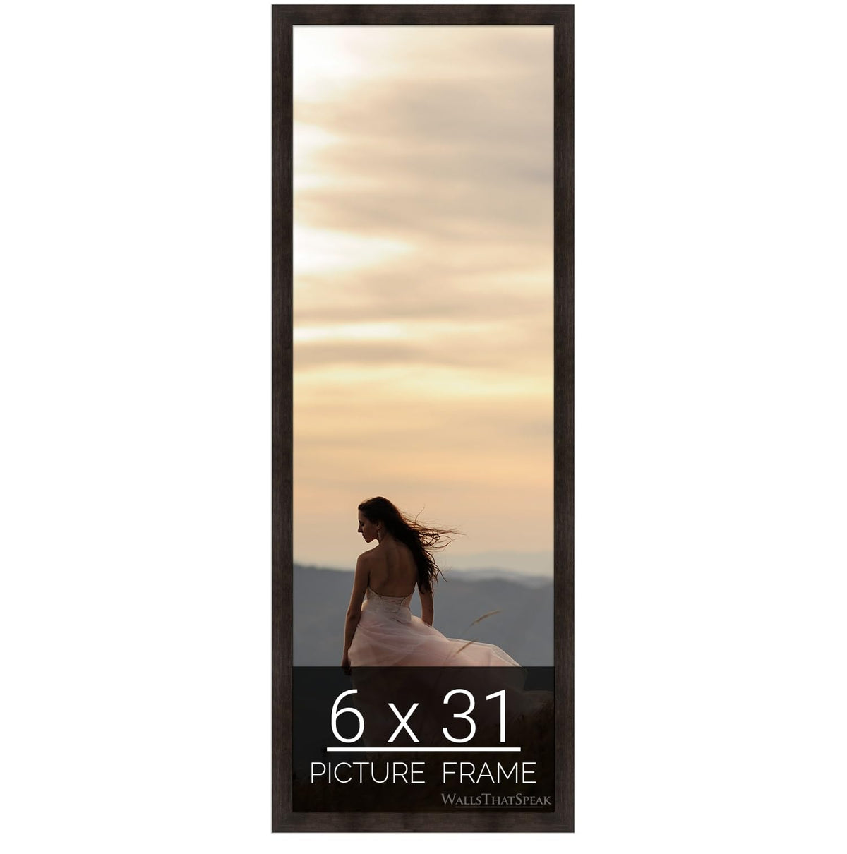 wallsthatspeak 6x31 Espresso Brown Picture Frame for Puzzles Posters Photos or Artwork