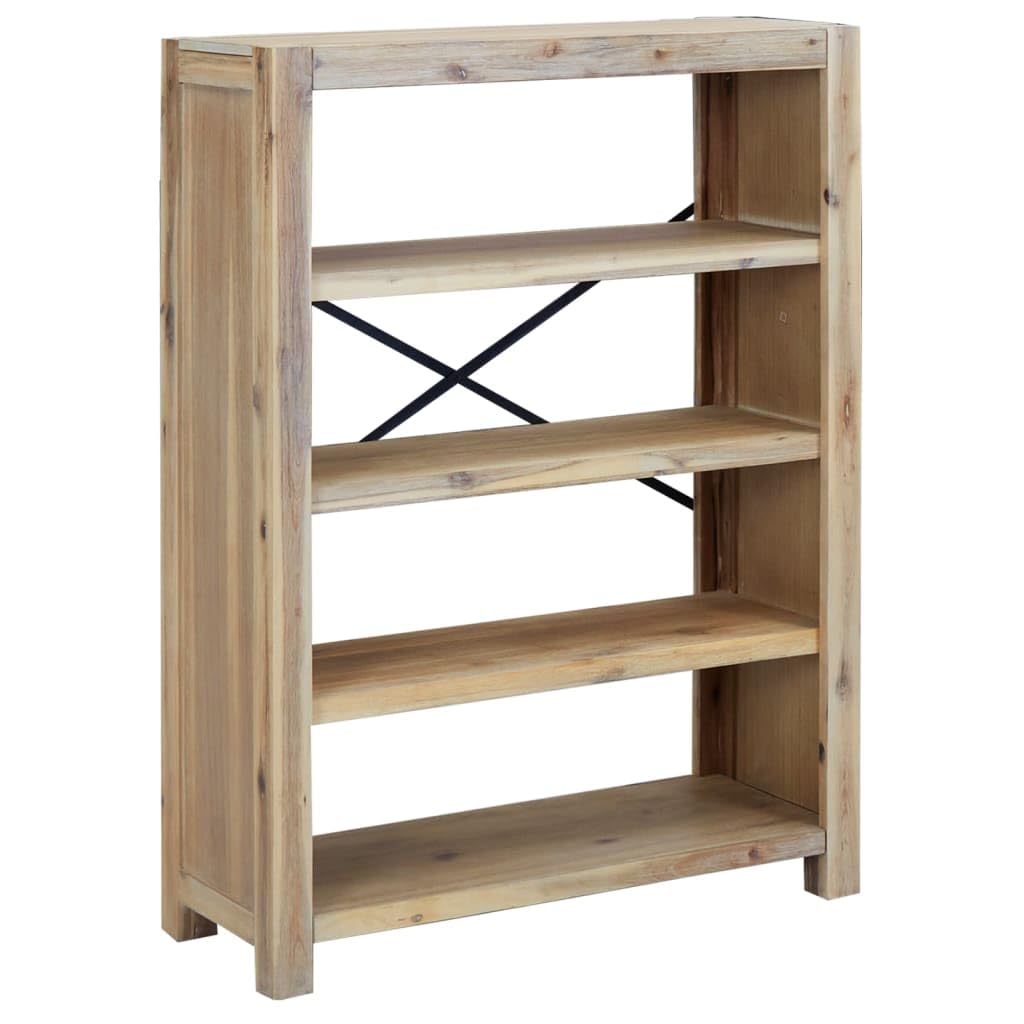 vidaXL 4-Tier Bookcase, Solid Acacia Wood Construction, Rustic Brushed Finish, Durable Shelving Unit, Perfect for Books, Decor and More, Dimensions: 31.5&quot;x11.8&quot;x43.3&quot;