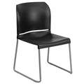 Flash Furniture Hercules Series 880 Lb. Capacity Black Full Back Contoured Stack Chair With Gray Powder Coated Sled Base
