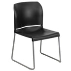 Flash Furniture Hercules Series 880 Lb. Capacity Black Full Back Contoured Stack Chair With Gray Powder Coated Sled Base