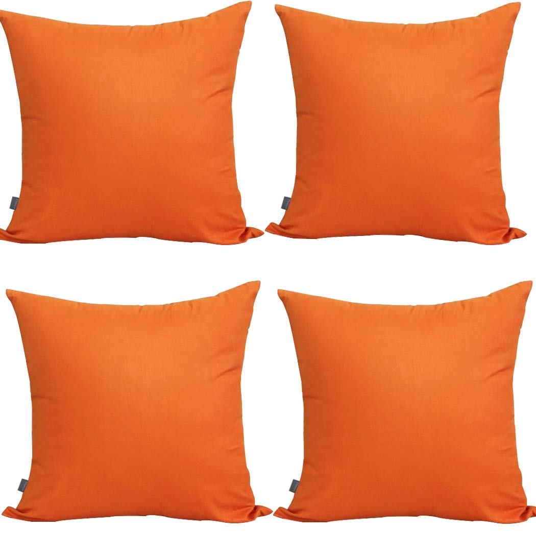 Thmyo 4-Pack 100% Cotton Orange Decorative Throw Pillow Cases, 20X20Inch/50X50Cm
