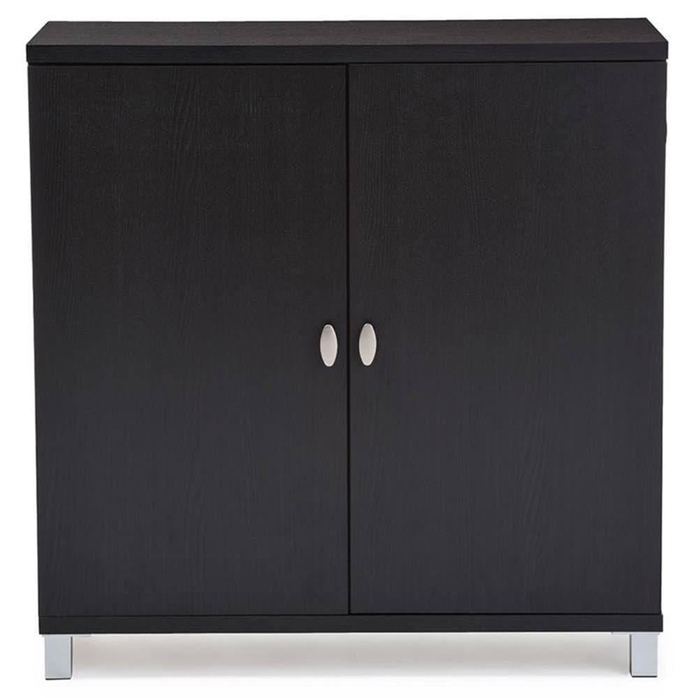 Baxton Studio Marcy Modern & Contemporary Wood Entryway Handbags or School Bags Storage Sideboard Cabinet, Dark Brown