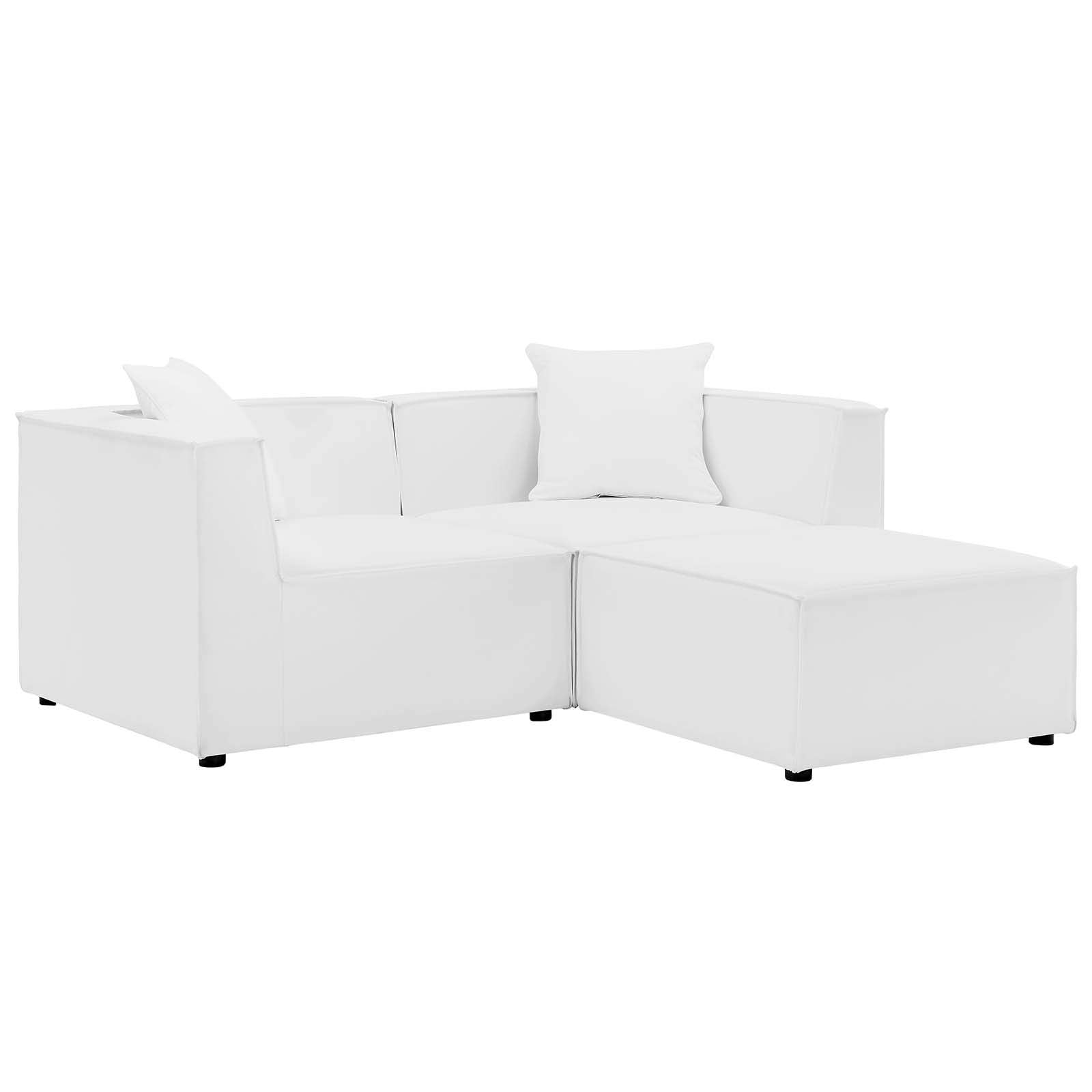 Modway Eei-4378-Whi Saybrook Patio Upholstered Loveseat And Ottoman Set In White