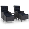 vidaXL Patio Furniture Set 3 Piece, Outdoor Sofa Chair with Coffee Table, Patio Armchair with Cushion for Garden, Modern, Poly Rattan Dark Gray
