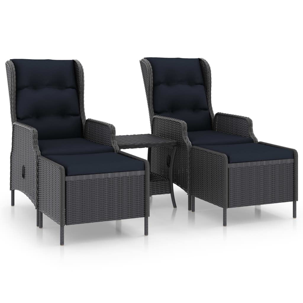 vidaXL Patio Furniture Set 3 Piece, Outdoor Sofa Chair with Coffee Table, Patio Armchair with Cushion for Garden, Modern, Poly Rattan Dark Gray