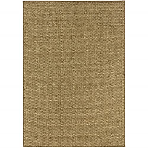 HomeRoots Polypropylene 3’x5’ Solid Tan Indoor Outdoor Area Rug