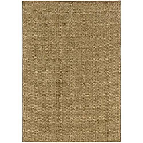 HomeRoots Polypropylene 9’x13’ Solid Tan Indoor Outdoor Area Rug