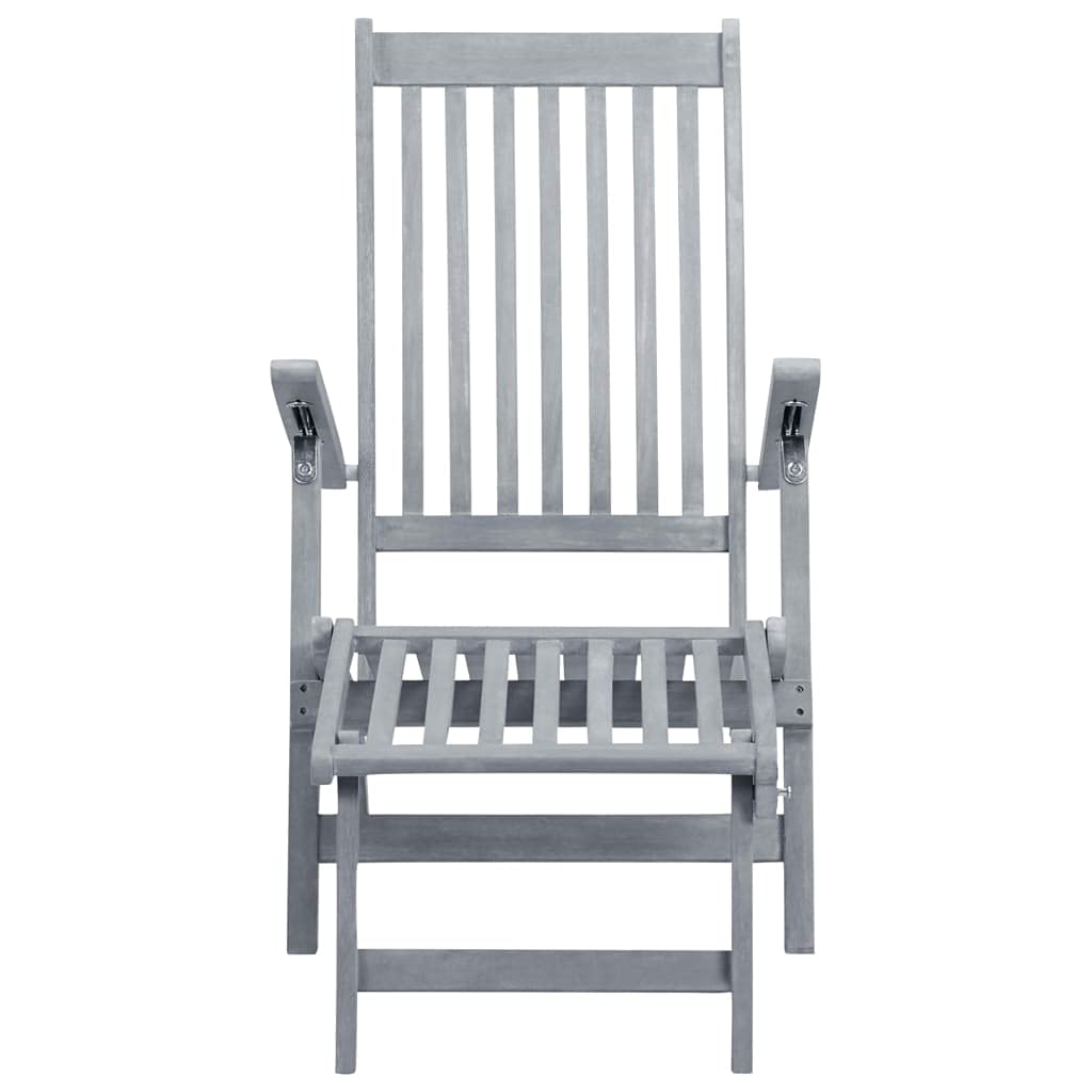 vidaXL Acacia Wood Patio Deck Chair with Footrest and Cushion