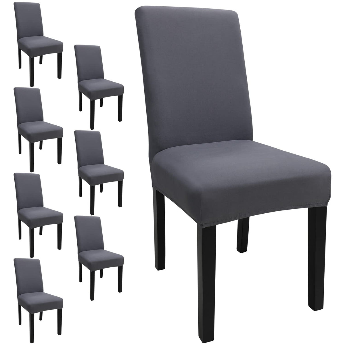 Keyroal Dining Room Chair Covers Set Of 8, Stretch Solid Color Parsons Chair Slipcovers Spandex Removable Washable Kitchen Chair
