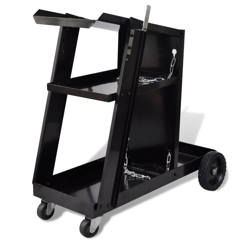 Welding Cart Black with 3 Shelves Workshop Organizer