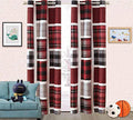 Linen Plus 2 Panel Curtain Set With Grommets For Teens Boys Girls New (Plaid Red/Black)