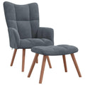 vidaXL Relaxing Chair with Stool - Modern Armchair with Velvet Upholstery and Stylish Backrest Design in Dark Gray