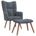 vidaXL Relaxing Chair with Stool - Modern Armchair with Velvet Upholstery and Stylish Backrest Design in Dark Gray