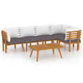 vidaXL Patio Lounge Set 6 Piece, Sectional Sofa for Outdoor Backyard, Couch with Cushions, Patio Furniture Set with Table, Solid Wood Acacia