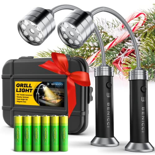 Flexible Led Bbq Grill Lights Set Of 2 - The Perfect Grilling Accessories Light With 360-Degree Magnetic Base And Gooseneck - 10