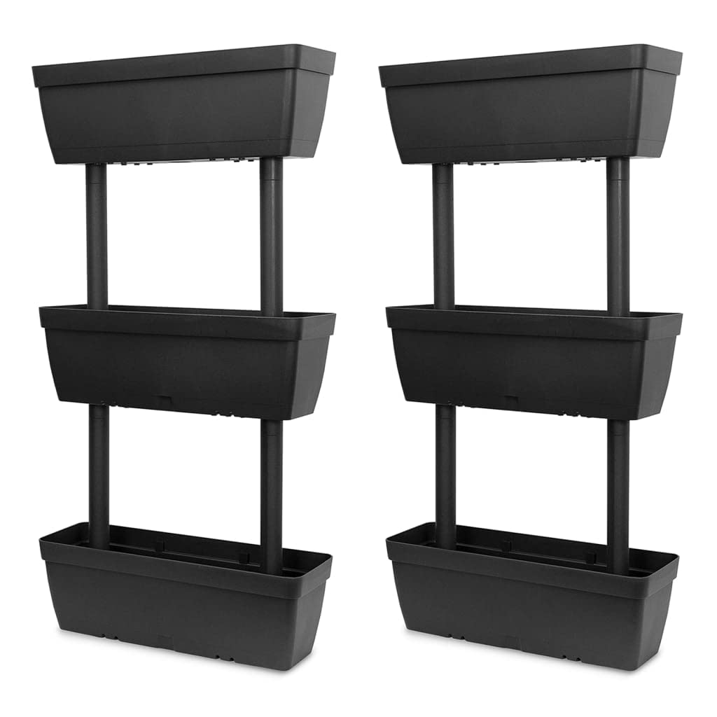 vidaXL Stackable Planter Set of 6, Weatherproof and UV-Resistant, DIY Assembly, Versatile for Balconies, Terraces, Outdoor Use, 