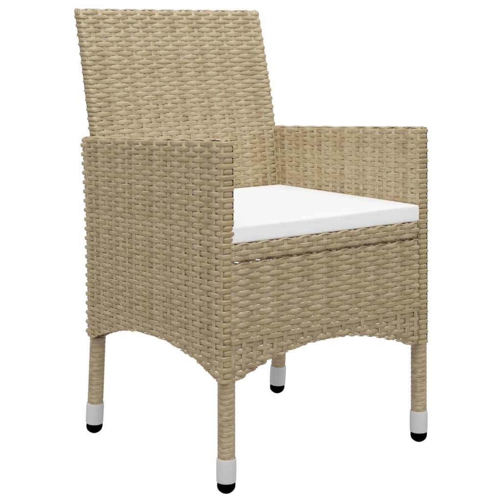 vidaXL Patio Dining Set 3 Piece Garden Outdoor Lawn Yard Terrace Balcony Seat Seating Sitting Dinner Chair Furniture Beige Poly Rattan and Glass