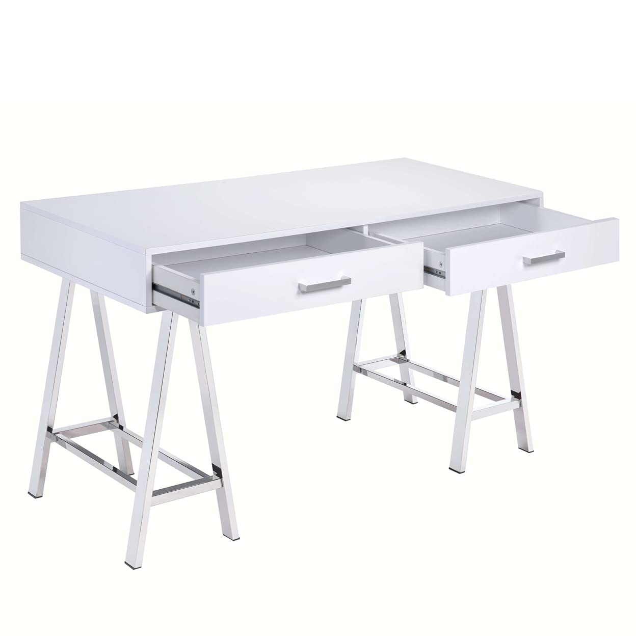 Acme Coleen Home Office Desk In White And Chrome
