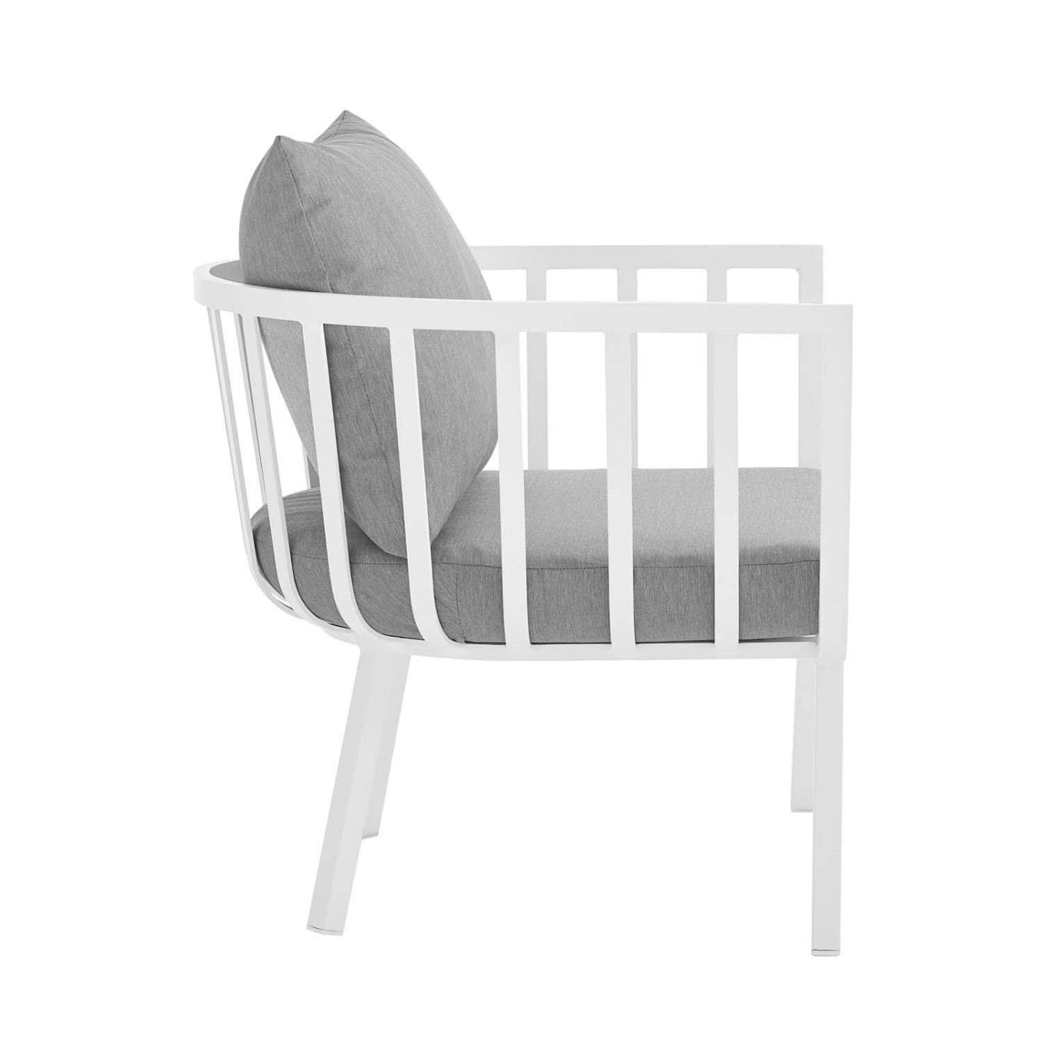 Modway Riverside Modern Fabric Outdoor Armchair In White/Gray (Set Of 2)