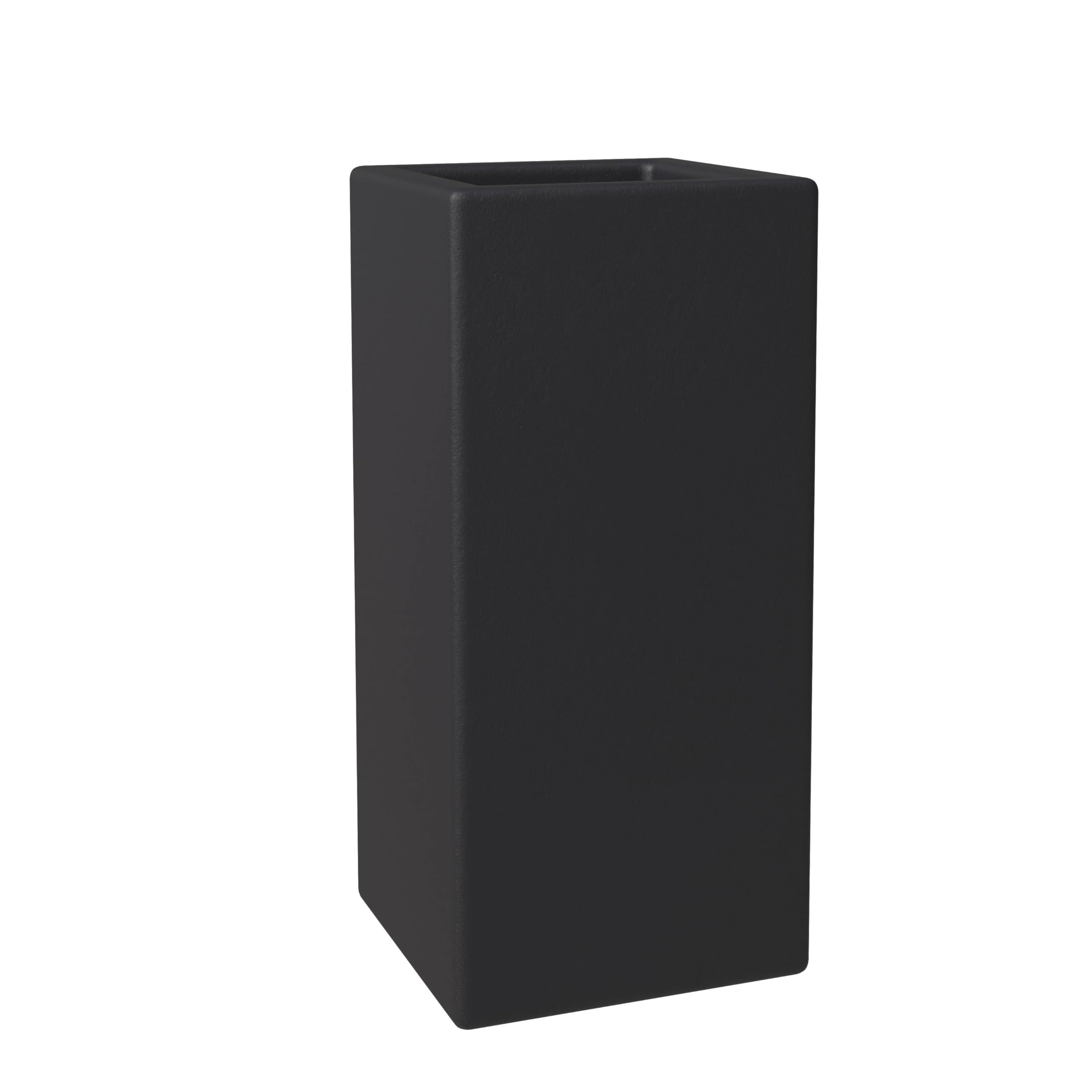 Terra Series Poly Stone Planter in Black 10.2 x 10.2 23.6 High