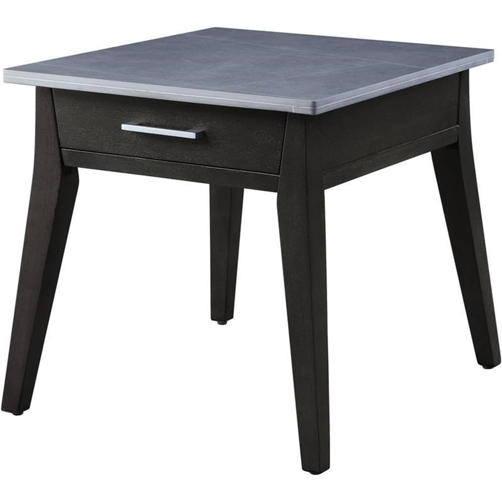 Acme Zemocryss End Table in Marble & Dark Brown Finish