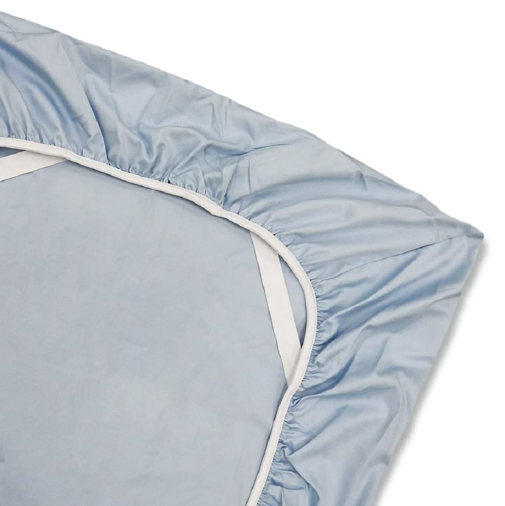 Low Profile Cotton Sateen Fitted Sheet Only (7-10 Inches) Twin Xl Size-Blue, Bed Linens Made In Usa