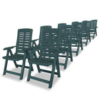 vidaXL 11 Piece Patio Dining Set Yard Furniture Set Courtyard Table and Chair Reclining Chair Garden Outdoor Chair Foldable Plastic Green