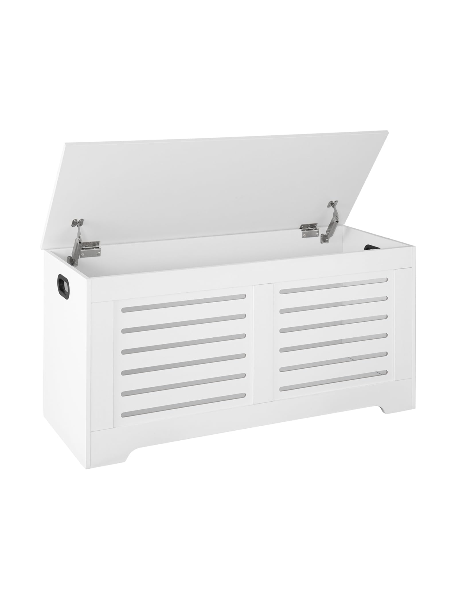 Dinzi Lvj Storage Chest, 39.4”Wooden Toy Box With 2 Safety Hinges, Retro Entryway Shoe Storage Bench With Flip-Top, Sturdy Large Storage Trunk For Living Room, Bedroom, Easy Assembly, White