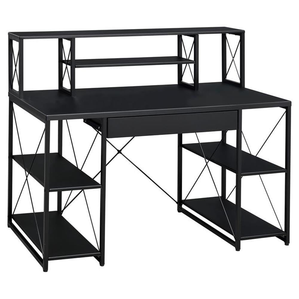 Acme Amiel Wooden 1-Drawer Writing Desk with Small Hutch in Black