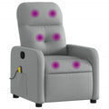 vidaXL Light Gray Fabric Massage Recliner Chair - 6-Point Vibration, Manually Adjustable Backrest & Footrest for Living Room/Office
