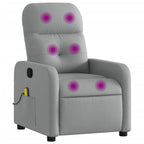 vidaXL Light Gray Fabric Massage Recliner Chair - 6-Point Vibration, Manually Adjustable Backrest & Footrest for Living Room/Office