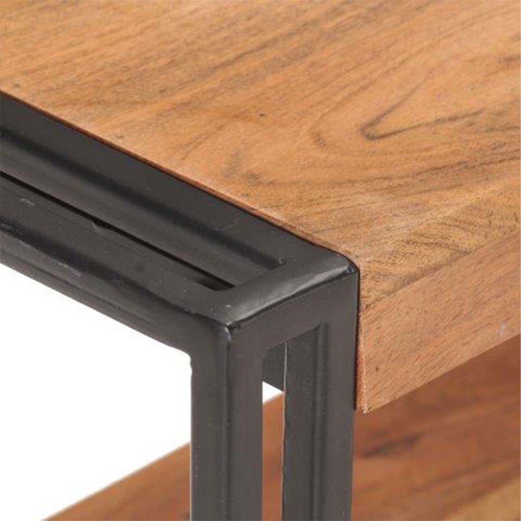 vidaXL Acacia Wood TV Stand - Industrial Style Solid Wood TV Cabinet with Iron Frame and Storage Shelf