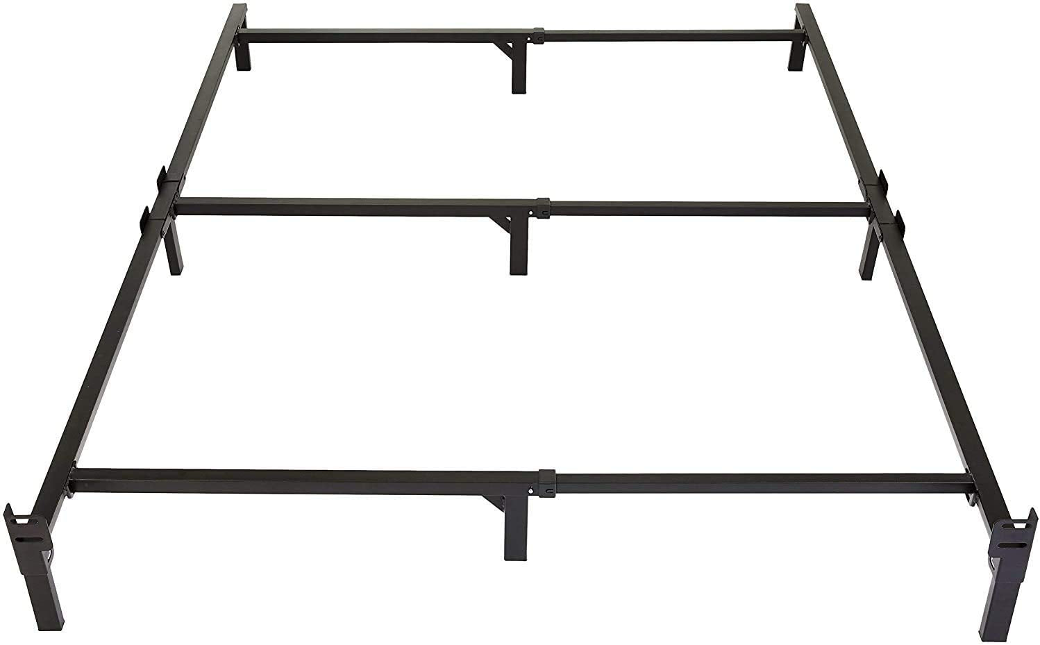 Amazon Basics Metal Bed Frame for King Size Box Spring and Mattress, 9-Leg Base, Tool-Free Easy Assembly, Black, 79.5 L x 76 W x