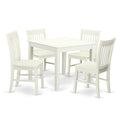 East West Furniture Oxford 5 Piece Set Includes a Square Dinner Table and 4 Kitchen Dining Chairs, 36x36 Inch, OXNO5-LWH-W