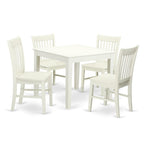 East West Furniture Oxford 5 Piece Set Includes a Square Dinner Table and 4 Kitchen Dining Chairs, 36x36 Inch, OXNO5-LWH-W