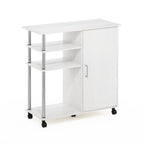 Furinno Helena Multipurpose Storage Cabinet/Shelves,Printer Stand With Lockable Wheels, Stainless Steel Tubes, White Oak/Chrome