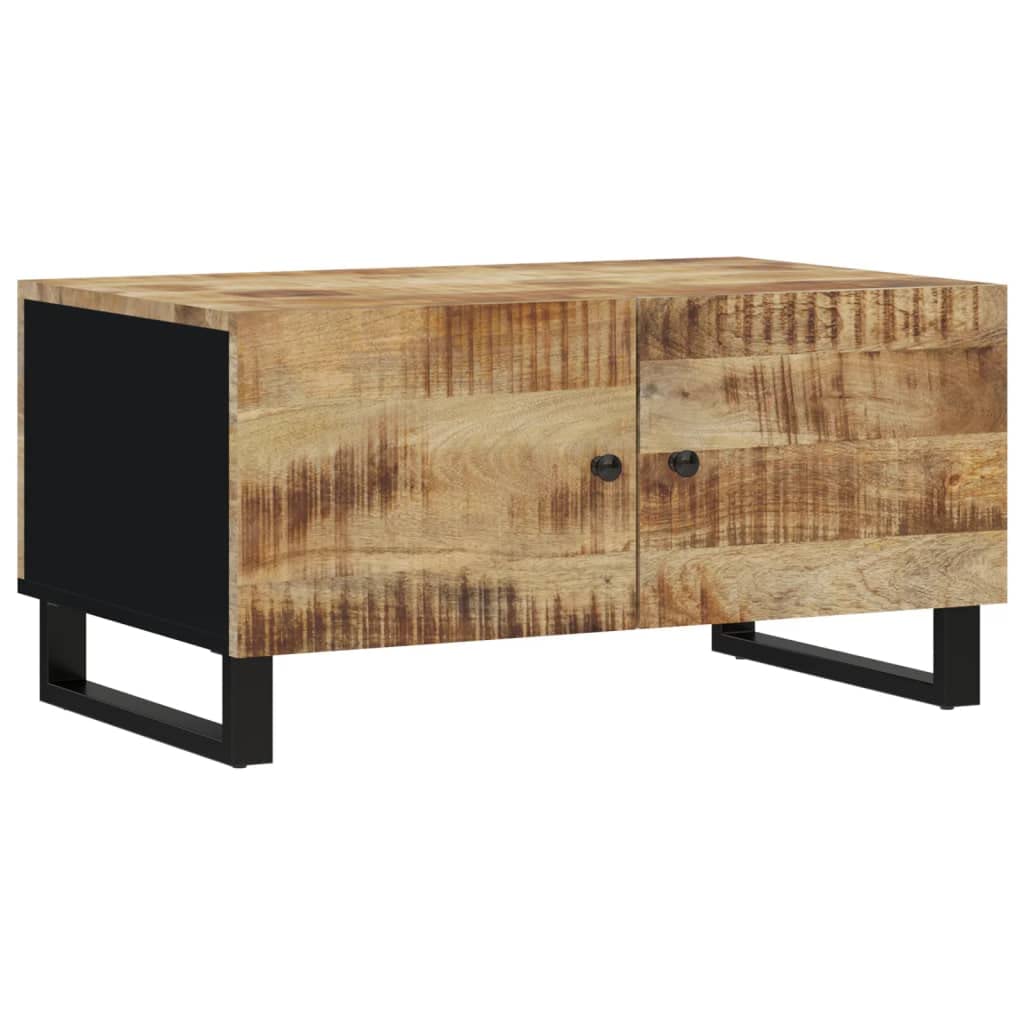 vidaXL Rectangular Coffee Table - Solid Mango Wood & Engineered Wood - Brown Light Industrial Style with Spacious Storage