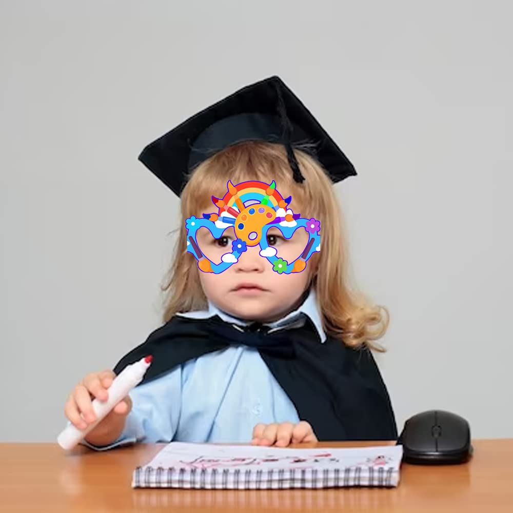 Estivaux 16 Pcs Back To School Eyeglasses Fancy Welcome Back To School Headband First Day Of School Eyeglasses Clock Books Photo