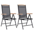 vidaXL Folding Chair 2 Pcs, Folding Lawn Chair with Adjustable Backrest, Outdoor Patio Furniture for Deck Garden Pool, Aluminum 