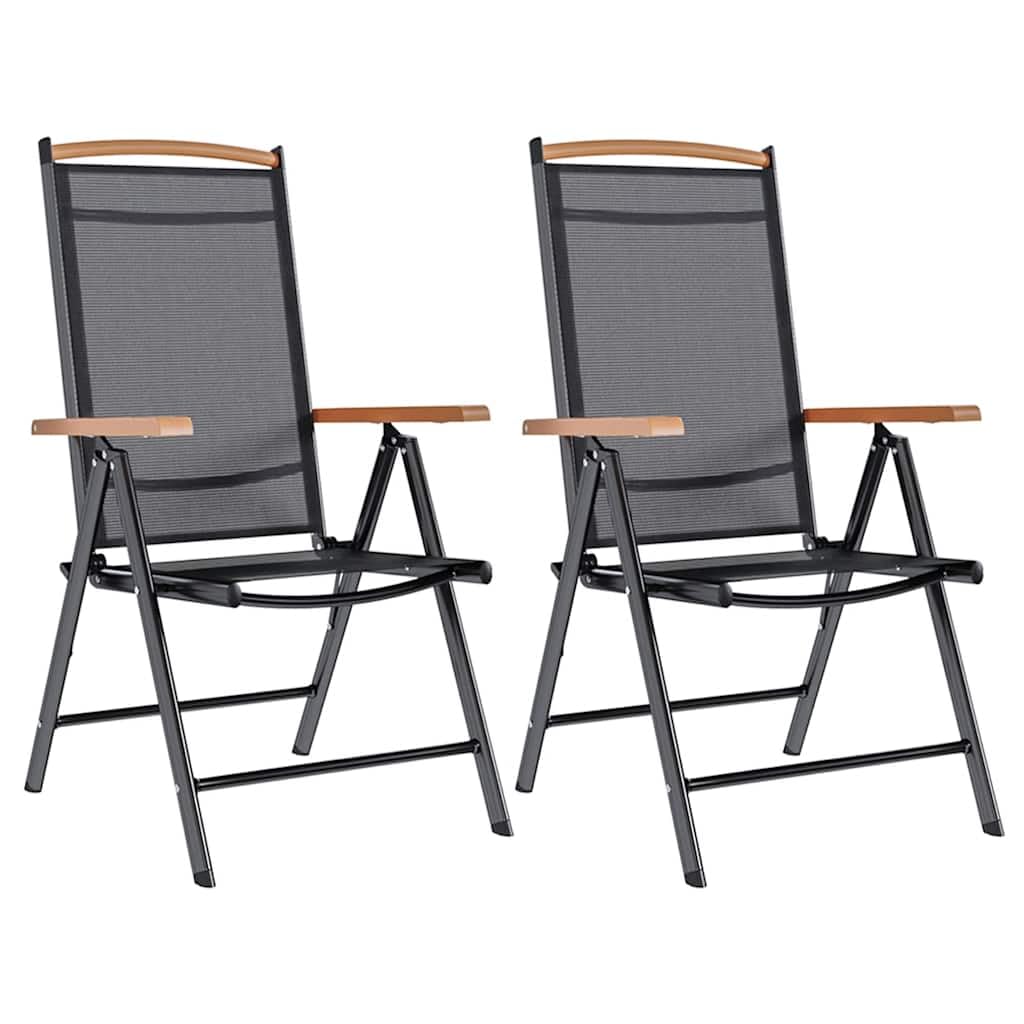 vidaXL Folding Chair 2 Pcs, Folding Lawn Chair with Adjustable Backrest, Outdoor Patio Furniture for Deck Garden Pool, Aluminum 