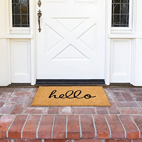 Juvale Hello Coco Coir Doormat For Patio - Fall Welcome Mat For Front Door (17 X 30 Inch) - Coir Door Mat - Hello Doormat - Coconut Hello Welcome Mat - Natural Fiber Coco Coir Mat