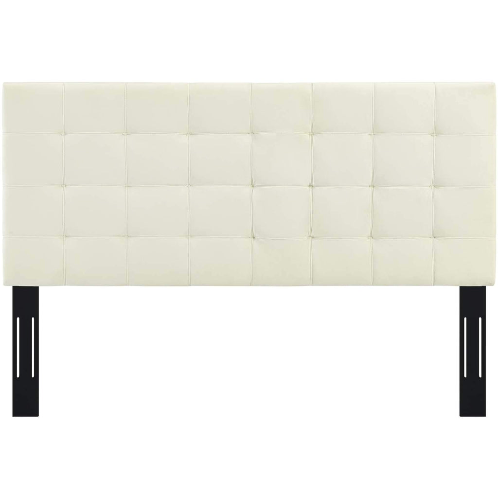 Modway Paisley Upholstered Biscuit Tufted Performance Velvet Full / Queen Headboard Size In Ivory