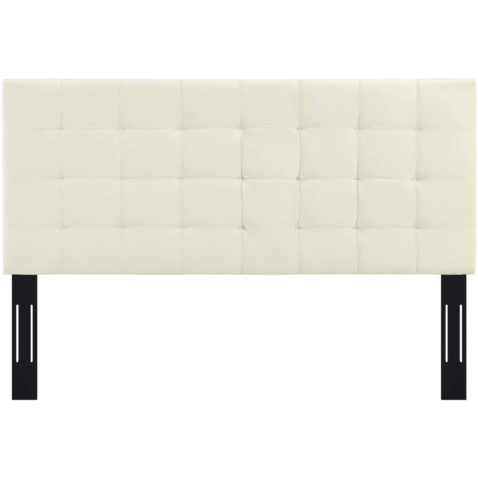 Modway Paisley Upholstered Biscuit Tufted Performance Velvet Full / Queen Headboard Size In Ivory